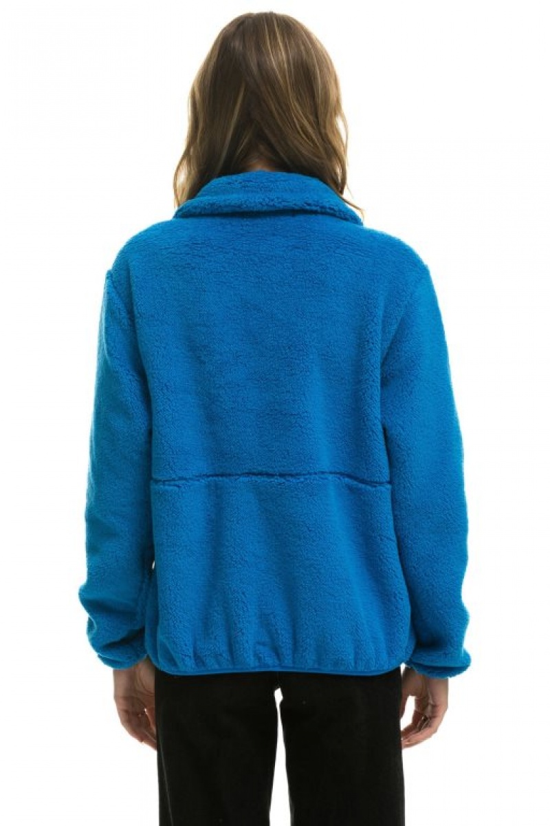 Chaquetas Aviator Nation Teddy Half Zip Hombre Blue | 68VKXCDGU