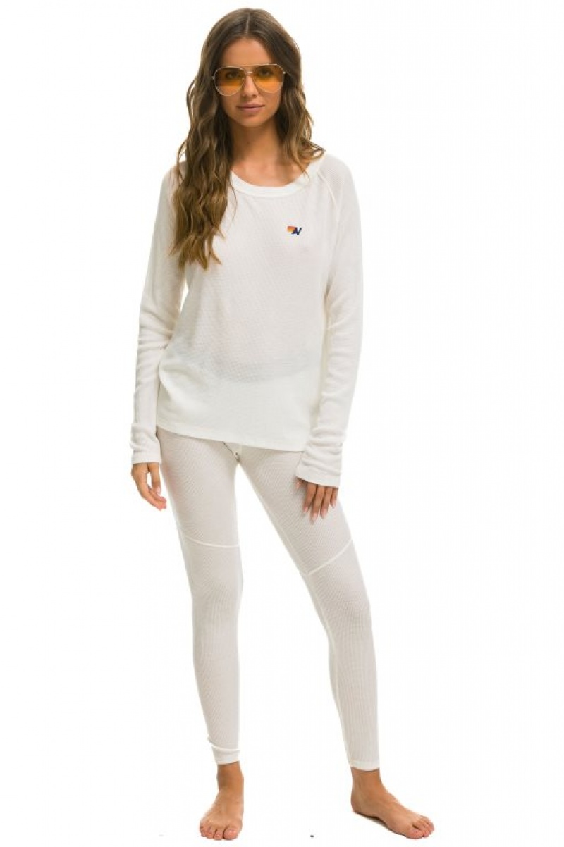 Chaquetas Aviator Nation Thermal Base Layer Set Mujer White | 10JZODLGR