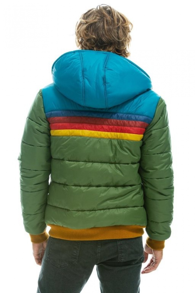 Chaquetas Aviator Nation Trekker 2 Hooded Puffer Hombre Green | 64PRWMEHN