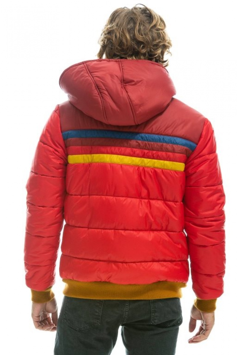 Chaquetas Aviator Nation Trekker 2 Hooded Puffer Hombre Pink | 64RJGEPSK