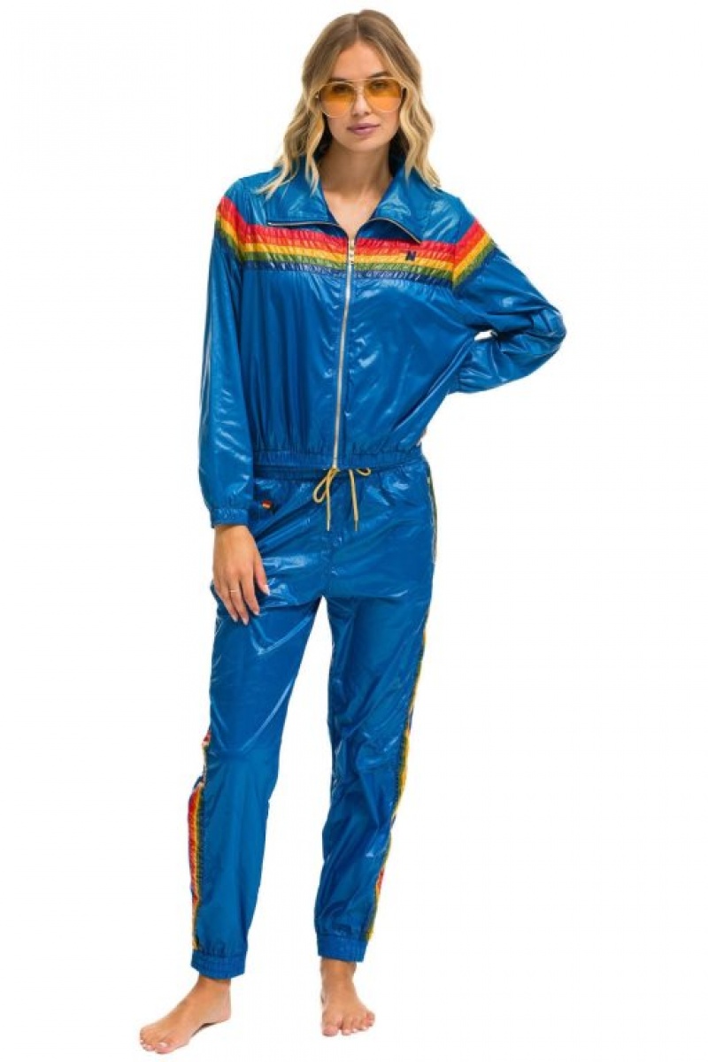 Cortavientos Aviator Nation 5 Stripe Mujer Blue | 15OFJRTGW