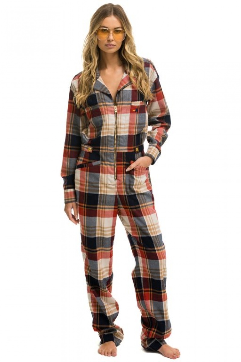 Flight Suit Aviator Nation Plaid Mujer Cowboy Plaid | 08YQGTZAJ