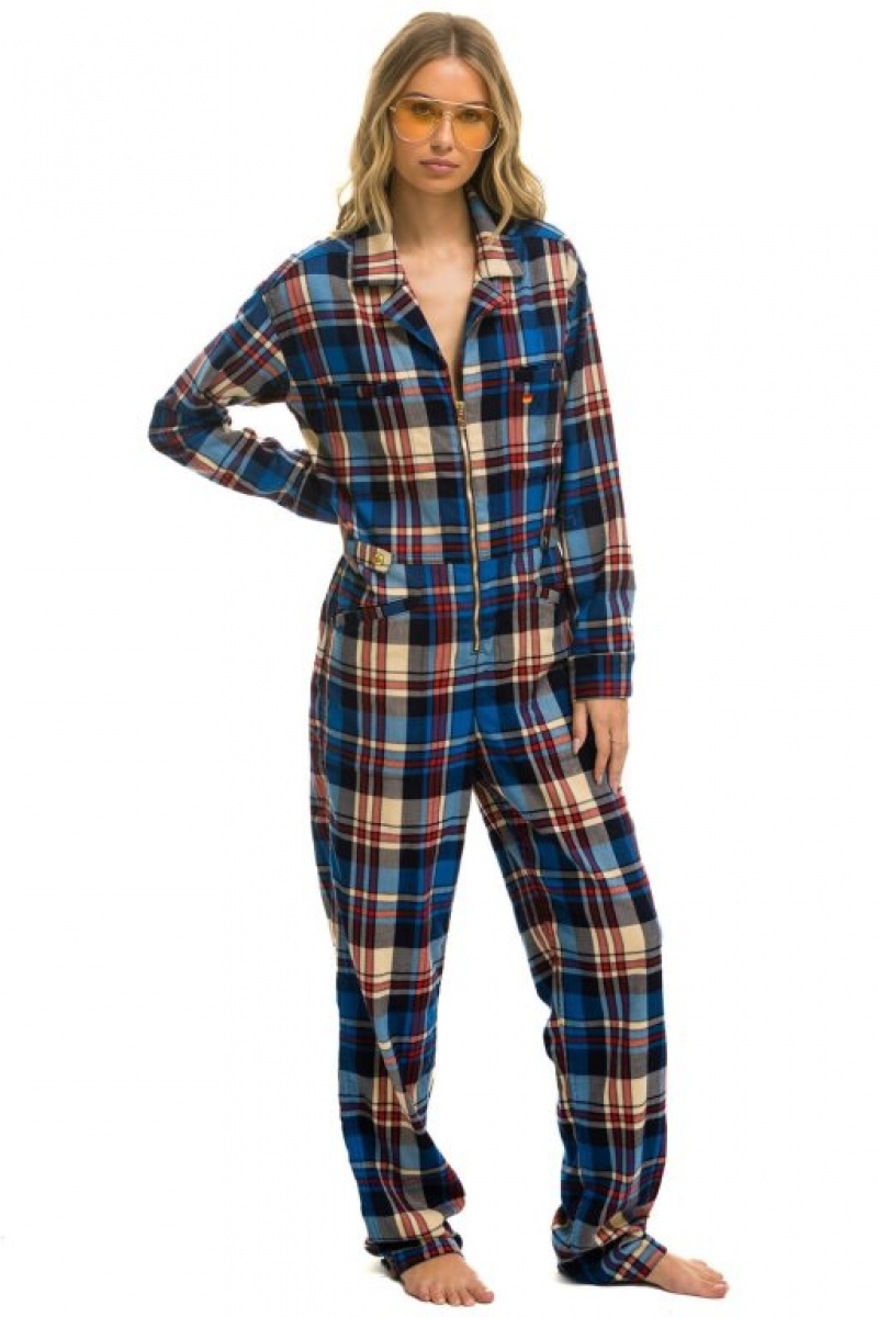 Flight Suit Aviator Nation Plaid Mujer Patriot Plaid | 08XZRHGDQ