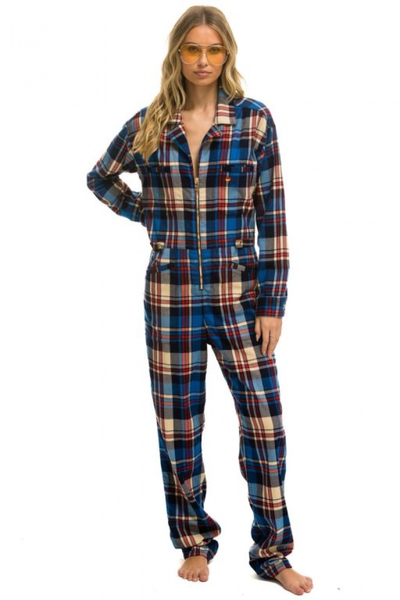 Flight Suit Aviator Nation Plaid Mujer Patriot Plaid | 08XZRHGDQ