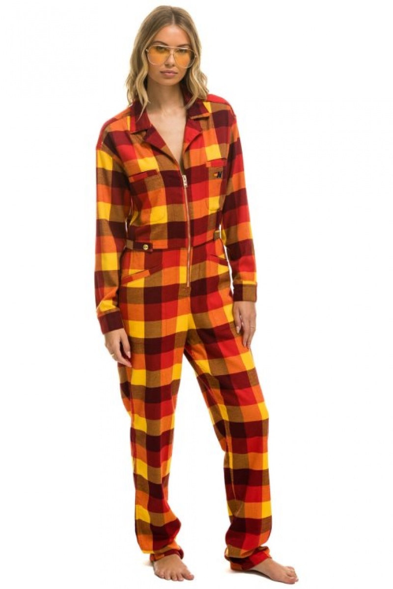 Flight Suit Aviator Nation Plaid Mujer Surfy Plaid | 08NWGUXBJ