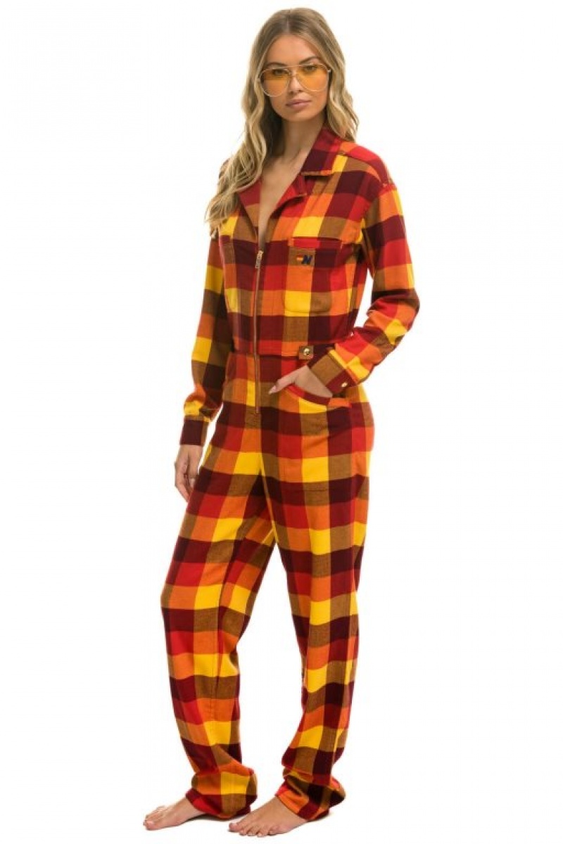 Flight Suit Aviator Nation Plaid Mujer Surfy Plaid | 08NWGUXBJ