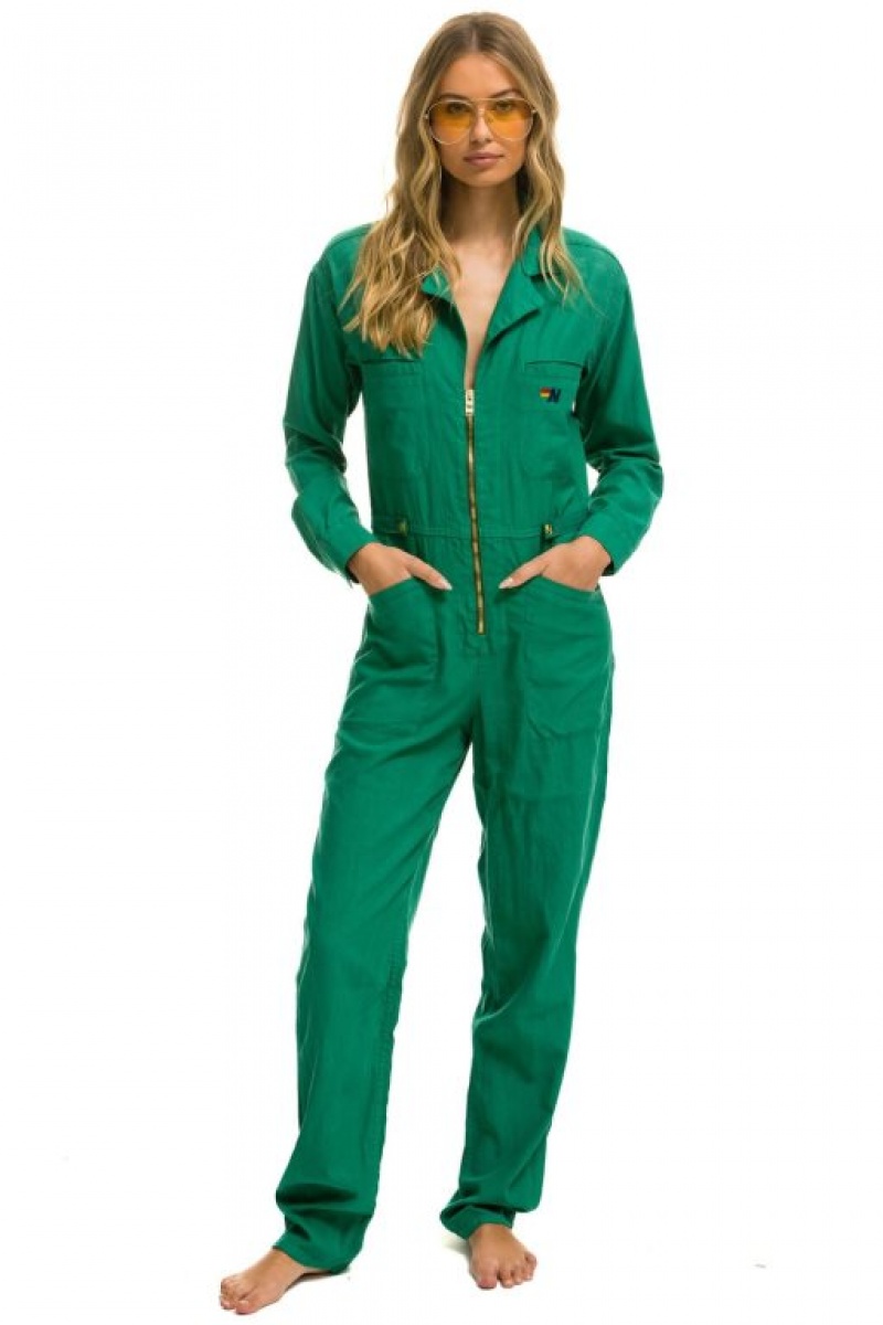 Flight Suit Aviator Nation Twill Mujer Green | 08MOZJWVA