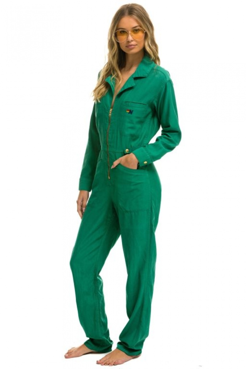 Flight Suit Aviator Nation Twill Mujer Green | 08MOZJWVA