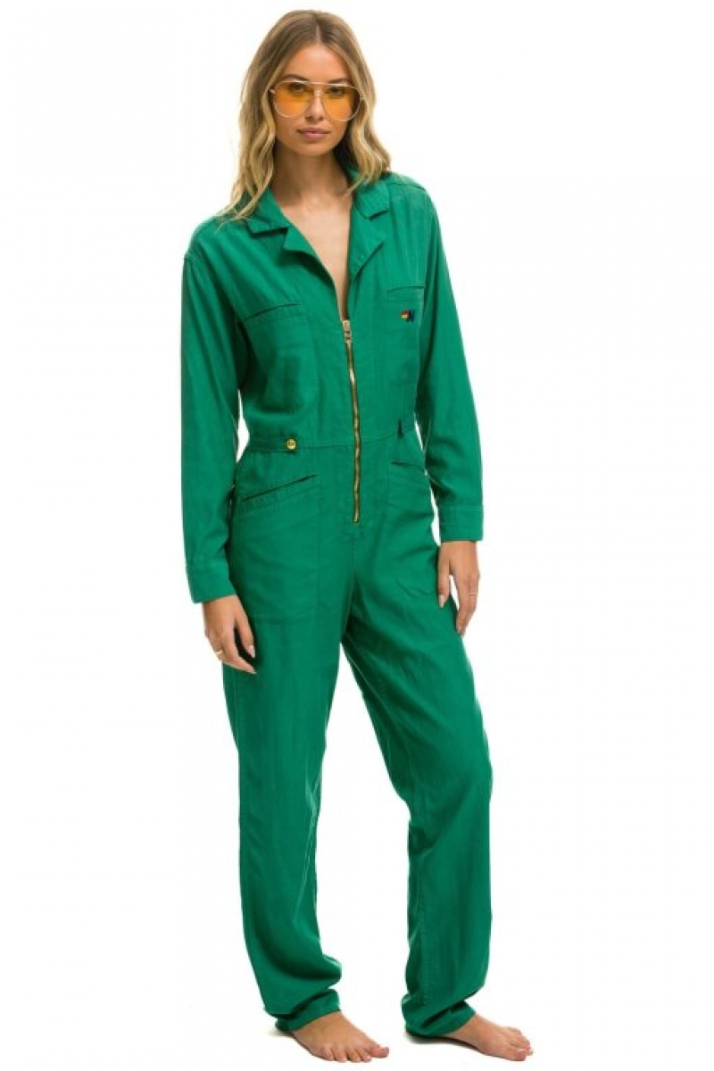 Flight Suit Aviator Nation Twill Mujer Green | 08MOZJWVA
