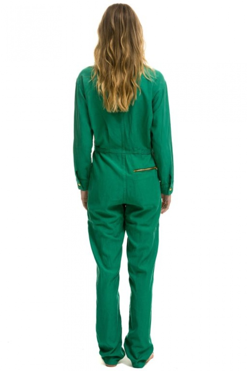 Flight Suit Aviator Nation Twill Mujer Green | 08MOZJWVA