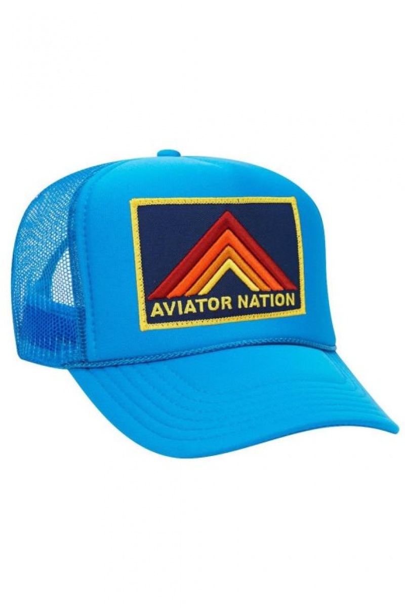 Gorras De Camionero Aviator Nation Mountain Stripe Vintage Mujer Blue Stripes | 49TCJLGEH