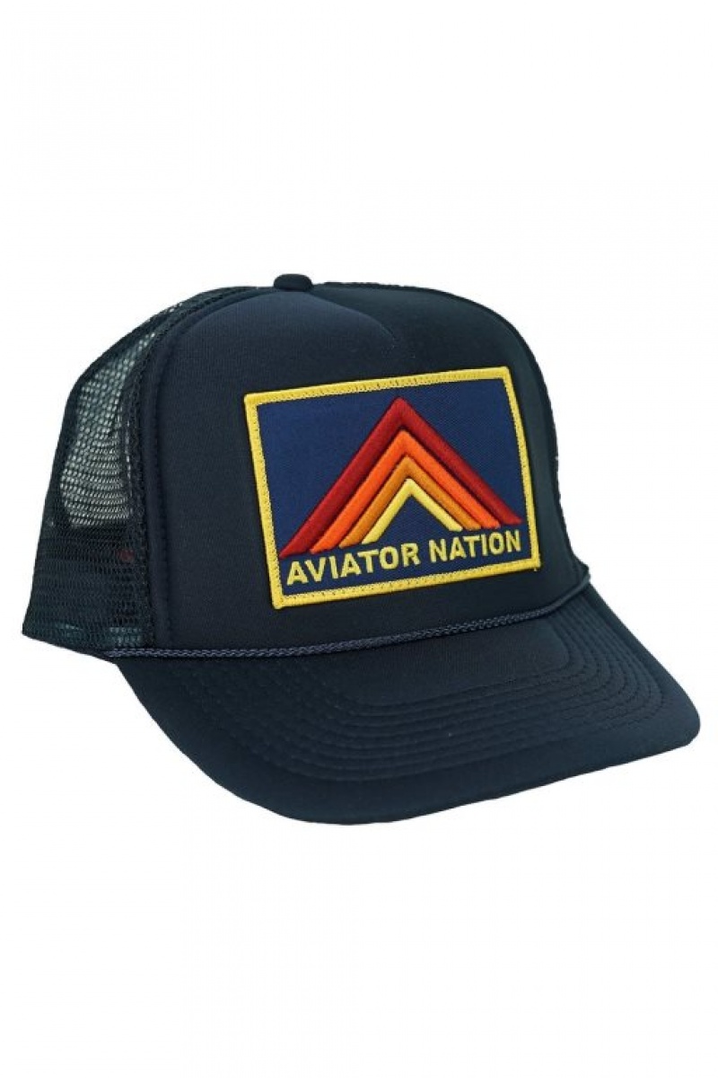 Gorras De Camionero Aviator Nation Mountain Stripe Vintage Mujer Blue Stripes | 49TCJLGEH