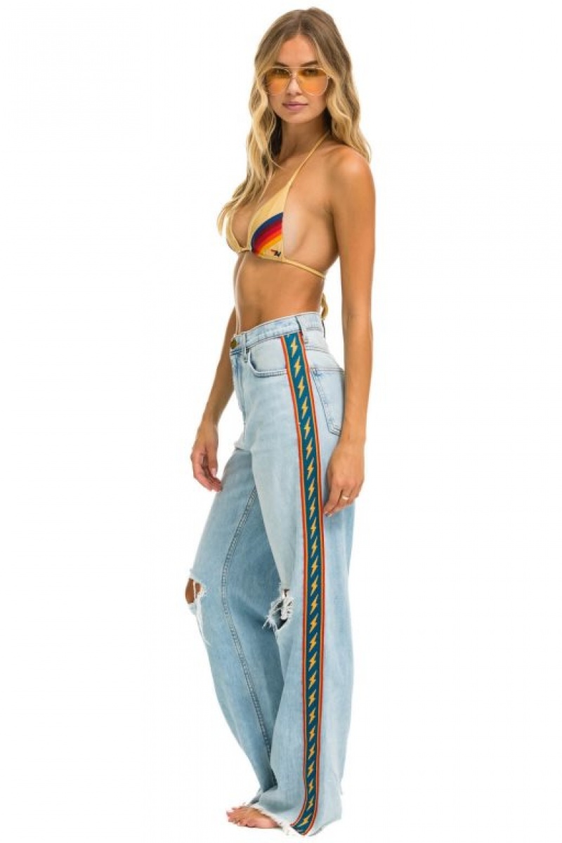 Jeans Aviator Nation Bolt Stripe Hi Rise Wide-leg Gypsy Mujer Super Light | 41ZGUVYQW