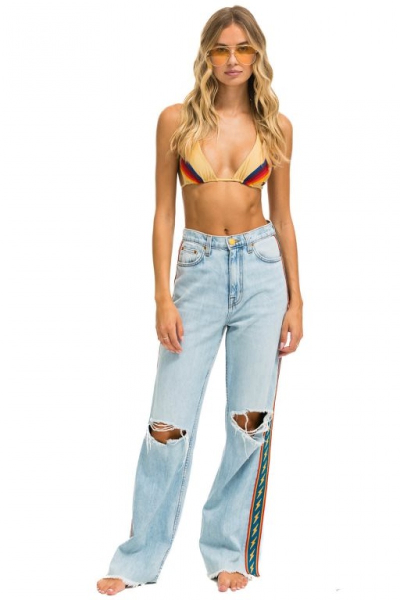 Jeans Aviator Nation Bolt Stripe Hi Rise Wide-leg Gypsy Mujer Super Light | 41ZGUVYQW