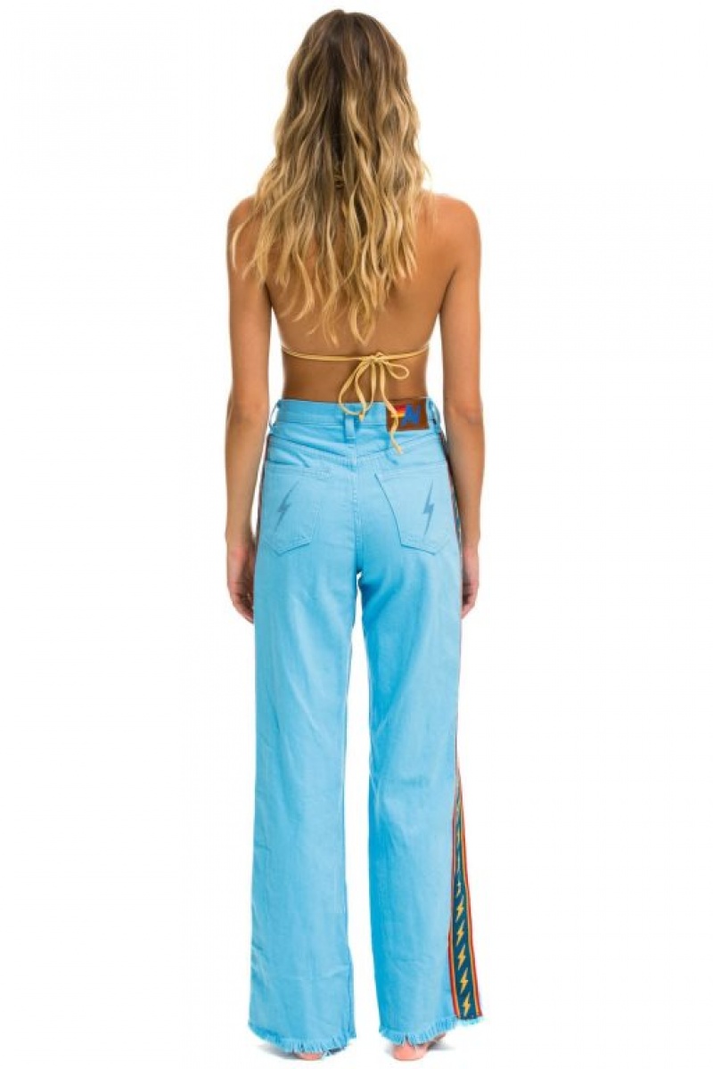 Jeans Aviator Nation Bolt Stripe Hi Rise Wide-leg Gypsy Mujer Blue | 42BEGAKOD