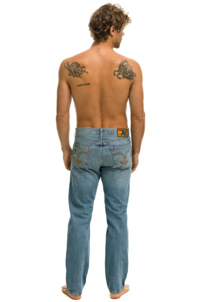 Jeans Aviator Nation Classic Straight Leg Denim Hombre Vintage | 97GZMPSHE