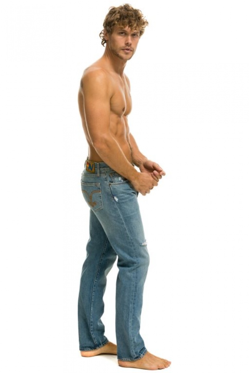 Jeans Aviator Nation Classic Straight Leg Denim Hombre Vintage | 97GZMPSHE