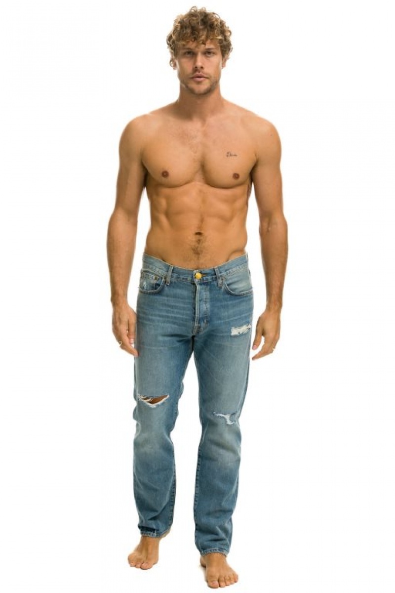 Jeans Aviator Nation Classic Straight Leg Denim Hombre Vintage | 97GZMPSHE