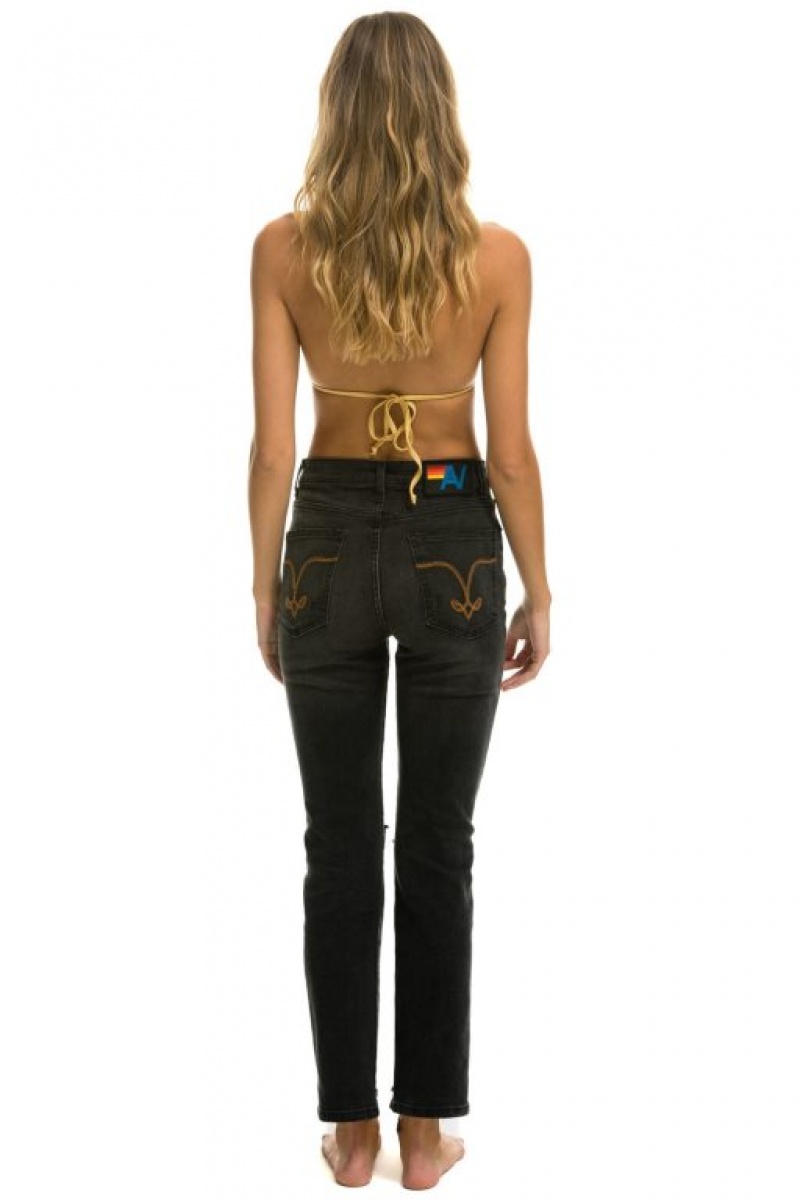 Jeans Aviator Nation High Rise Slim Boot Mujer Black | 41QVIRLUS