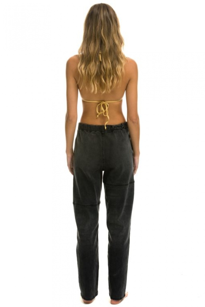 Jeans Aviator Nation Mid Rise Rancher Relaxed Fit Mujer Black | 41OQKRHIL