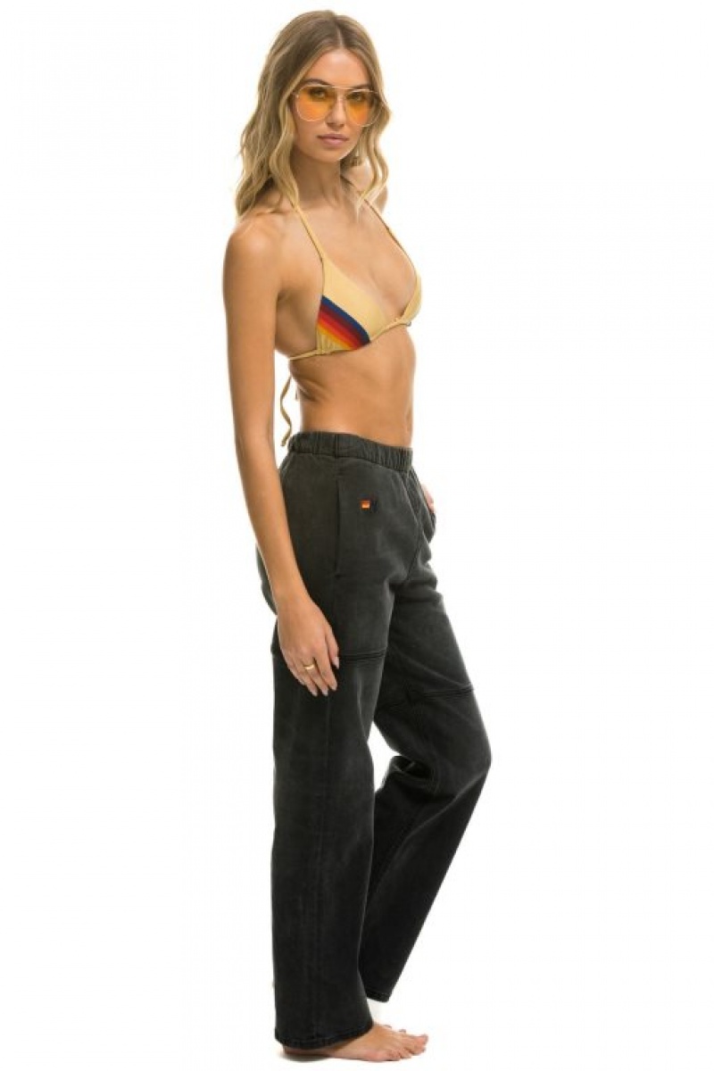 Jeans Aviator Nation Mid Rise Rancher Relaxed Fit Mujer Black | 41OQKRHIL