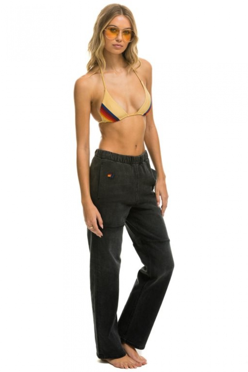 Jeans Aviator Nation Mid Rise Rancher Relaxed Fit Mujer Black | 41OQKRHIL