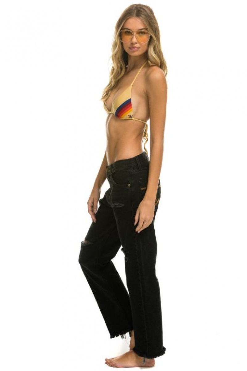 Jeans Aviator Nation Mid Rise Relaxed Surfer Mujer Black | 41OBNYEGF