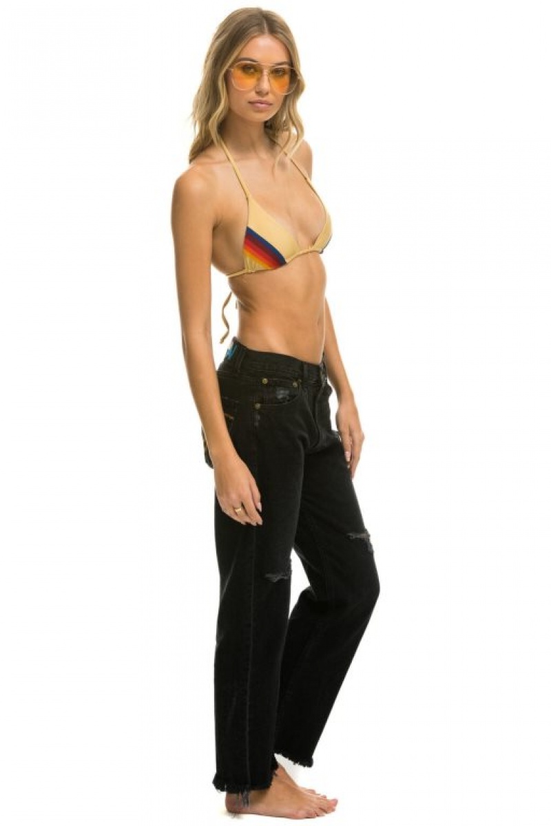 Jeans Aviator Nation Mid Rise Relaxed Surfer Mujer Black | 41OBNYEGF