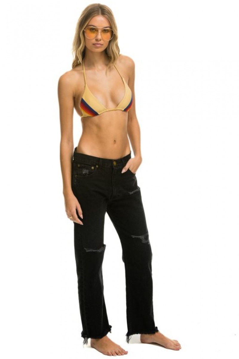 Jeans Aviator Nation Mid Rise Relaxed Surfer Mujer Black | 41OBNYEGF