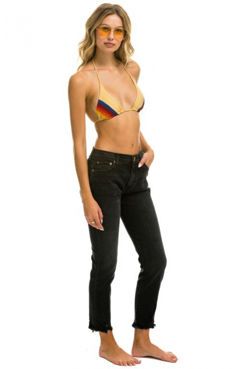 Jeans Aviator Nation Mid Rise Slim Surfer Mujer Black | 41NEQWSIG