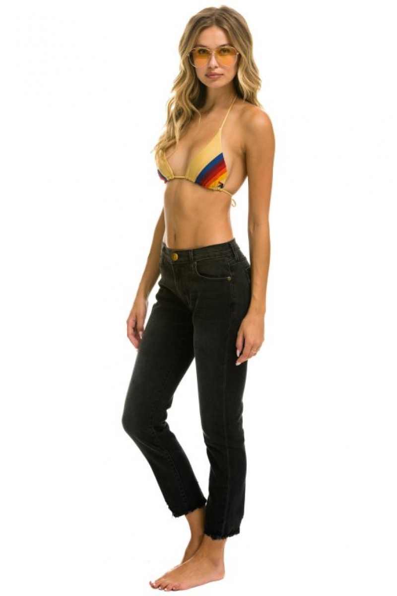 Jeans Aviator Nation Mid Rise Slim Surfer Mujer Black | 41NEQWSIG
