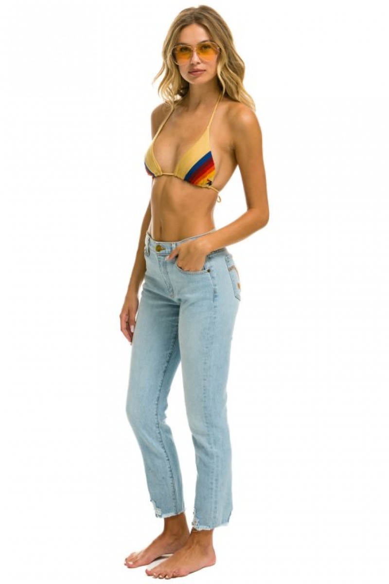 Jeans Aviator Nation Mid Rise Slim Surfer Mujer Super Light | 41NVXKWAB