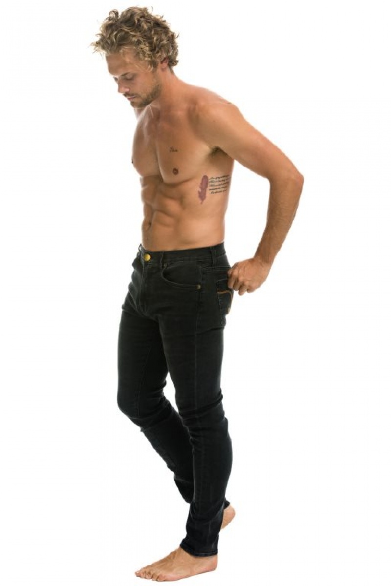 Jeans Aviator Nation Slim Fit Surfer Denim Hombre Black | 97FNOWLCT