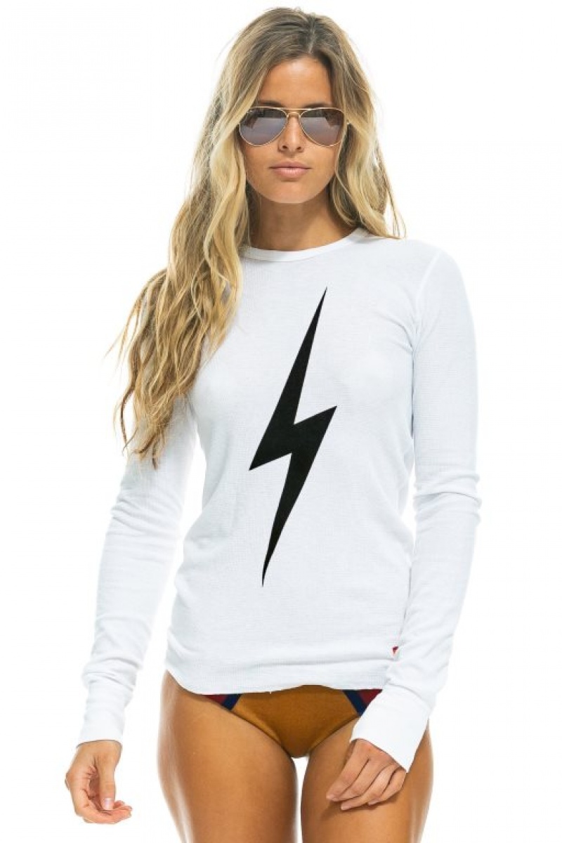 Manga Larga Aviator Nation Bolt Thermal Mujer White | 27QKASTRW