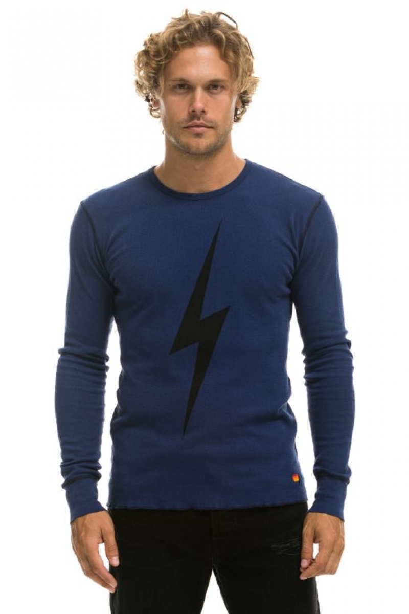 Manga Larga Aviator Nation Bolt Thermal Mujer Navy | 27SDFQRNJ
