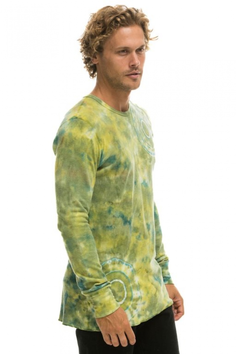 Manga Larga Aviator Nation Hand Dyed Thermal Mujer Green Yellow | 27LHRNSMY