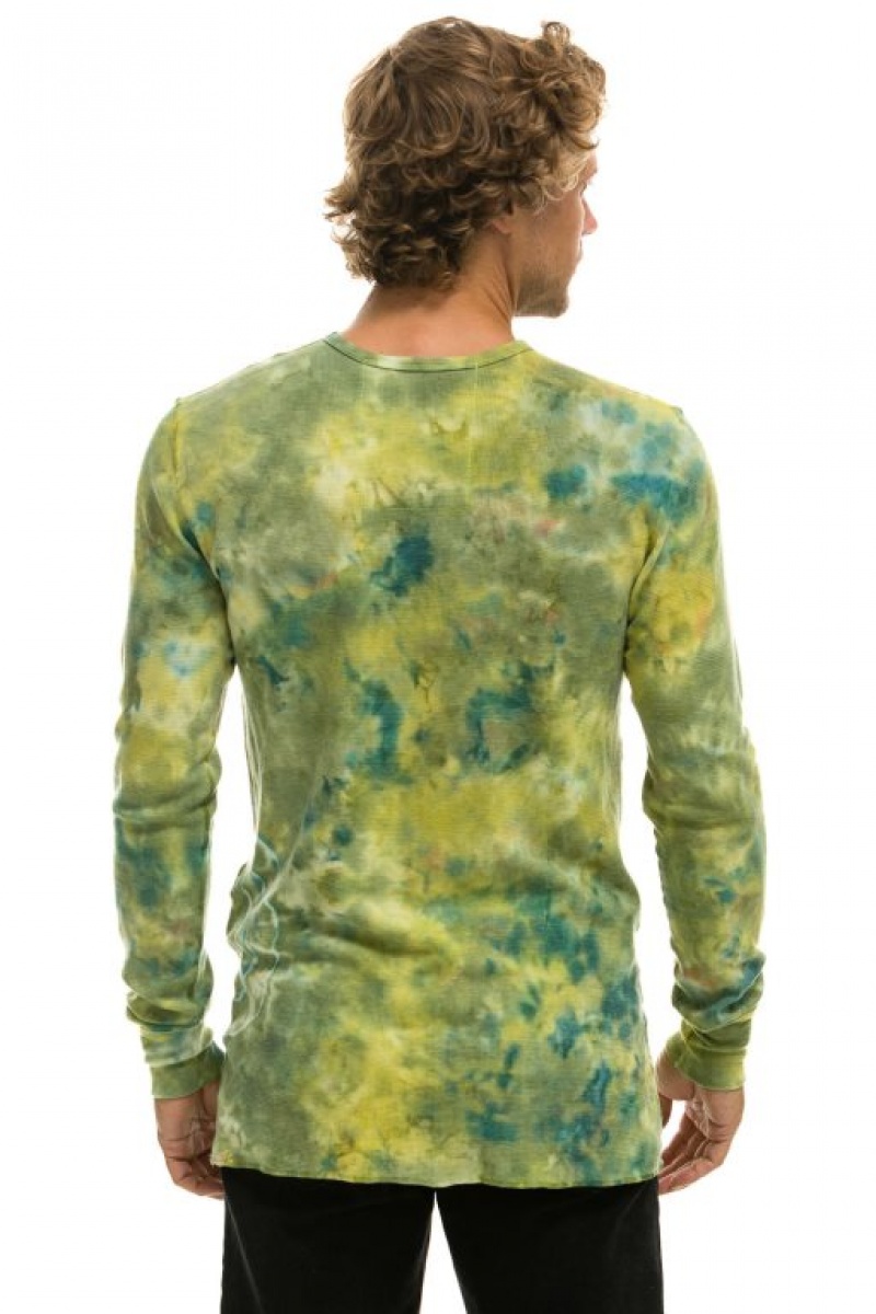 Manga Larga Aviator Nation Hand Dyed Thermal Mujer Green Yellow | 27LHRNSMY