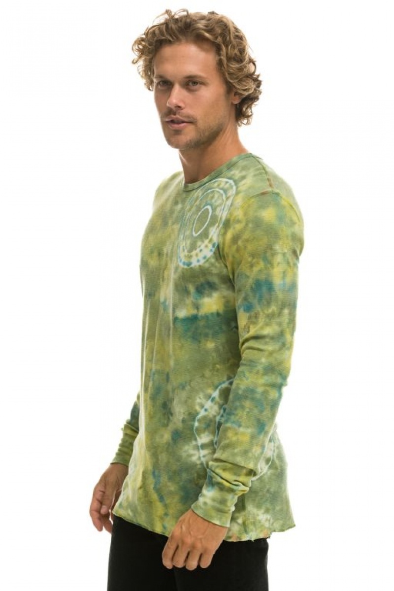 Manga Larga Aviator Nation Hand Dyed Thermal Mujer Green Yellow | 27LHRNSMY