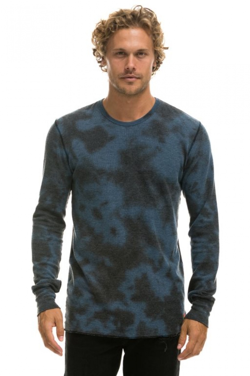 Manga Larga Aviator Nation Hand Dyed Thermal Mujer Blue Black | 27LJQOPHM