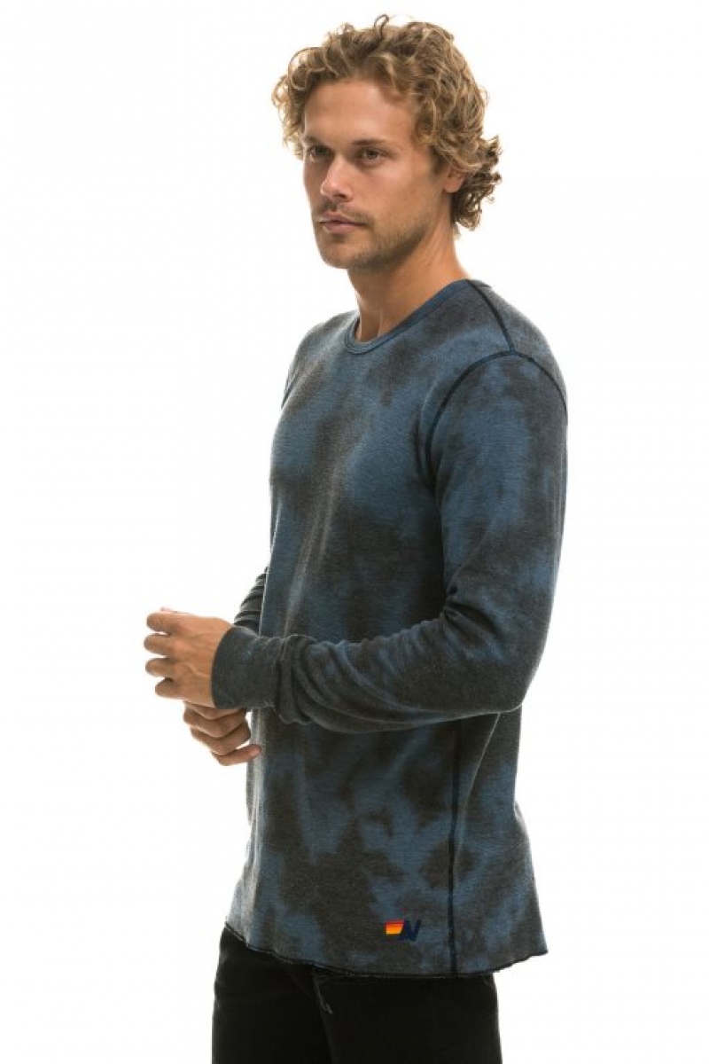 Manga Larga Aviator Nation Hand Dyed Thermal Mujer Blue Black | 27LJQOPHM