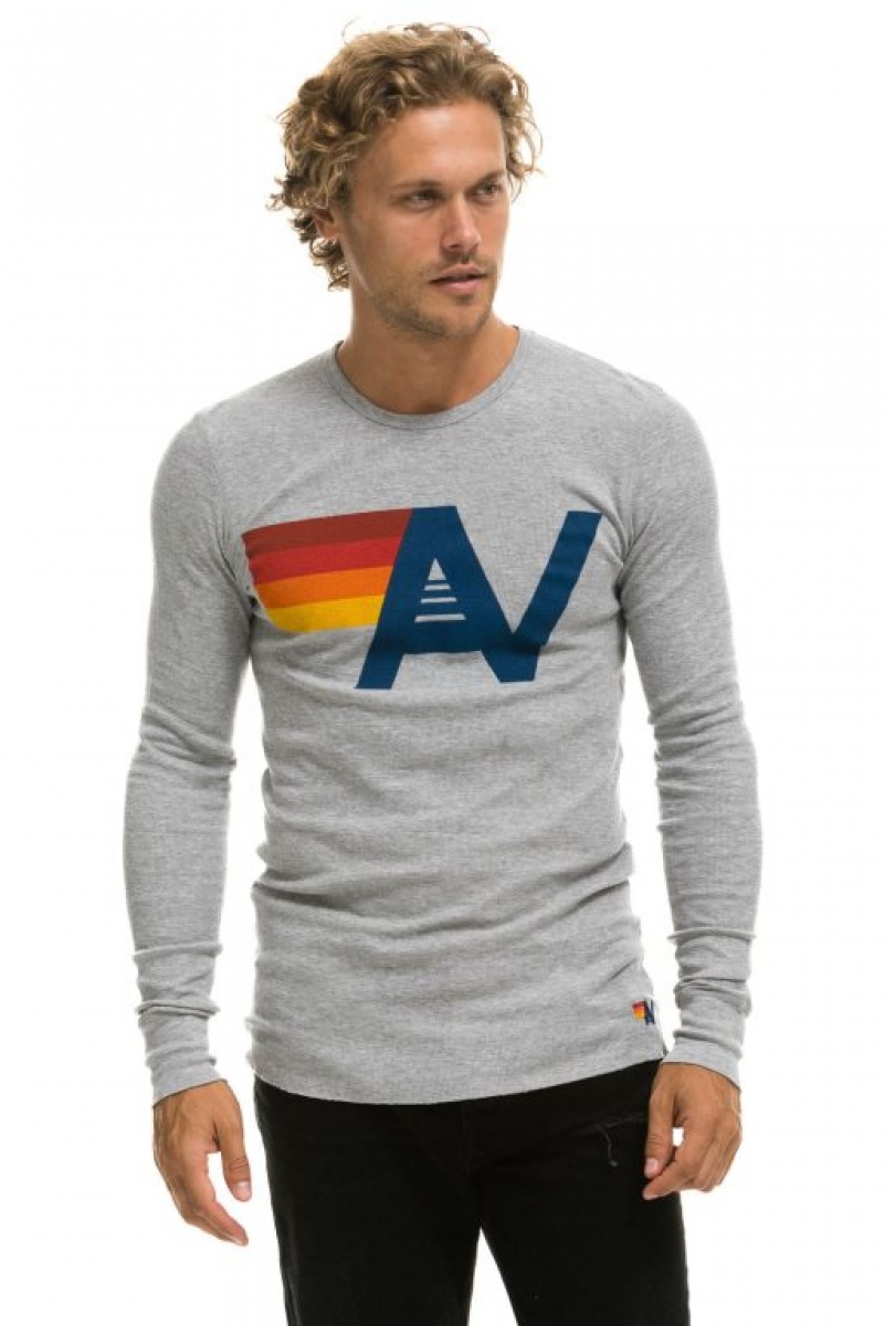 Manga Larga Aviator Nation Logo Thermal Hombre Grey | 71FUJCZGH