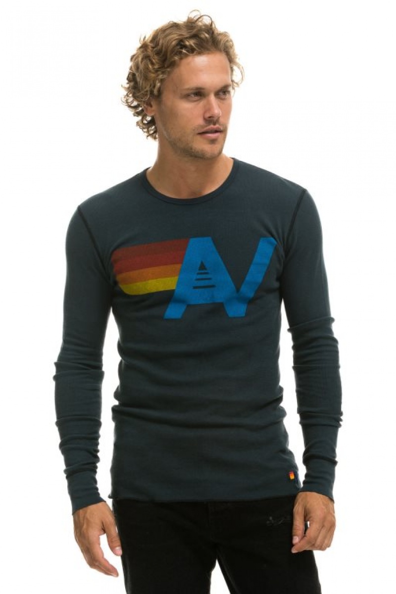 Manga Larga Aviator Nation Logo Thermal Hombre Grey | 71KNASTPC
