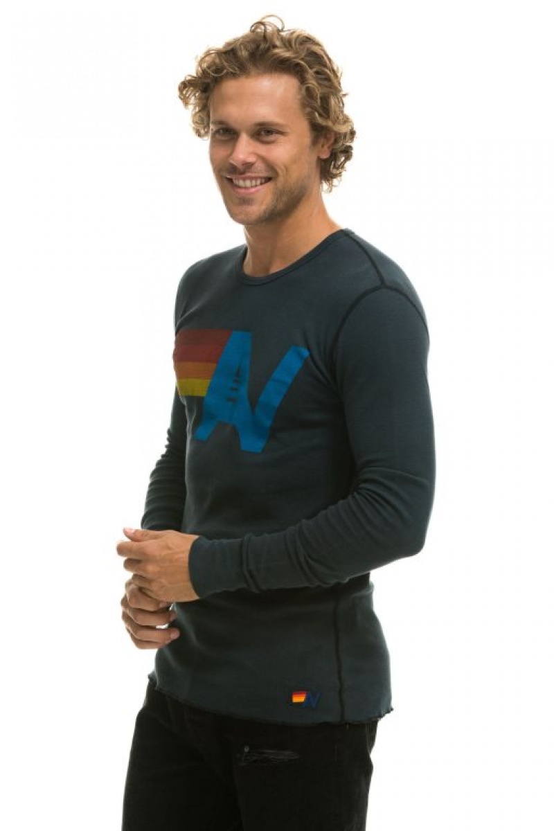 Manga Larga Aviator Nation Logo Thermal Hombre Grey | 71KNASTPC
