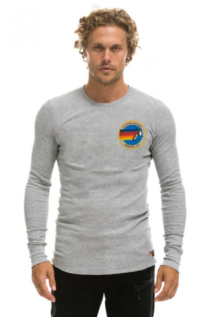 Manga Larga Aviator Nation Venice Thermal Mujer Grey | 27UAVBSPL