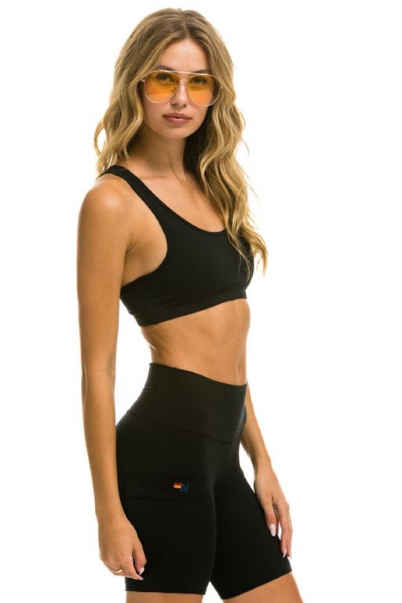 Pantalones Cortos Ciclismo Aviator Nation 6 Inch Cargo Pocket Hi Rise Mujer Black | 56KUWNBIL
