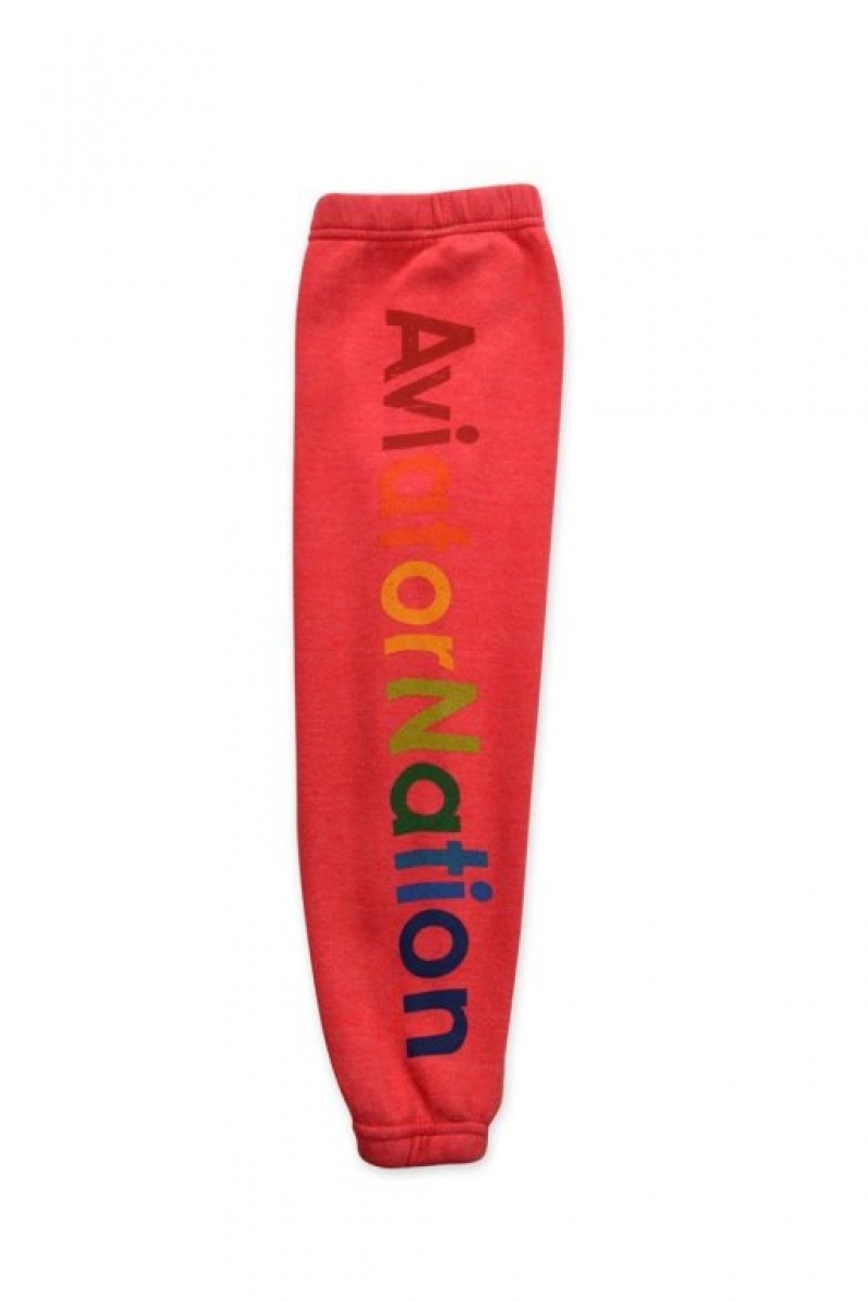 Pantalones Deportivos Aviator Nation Aspen Niños Red | 94NEQJTAO