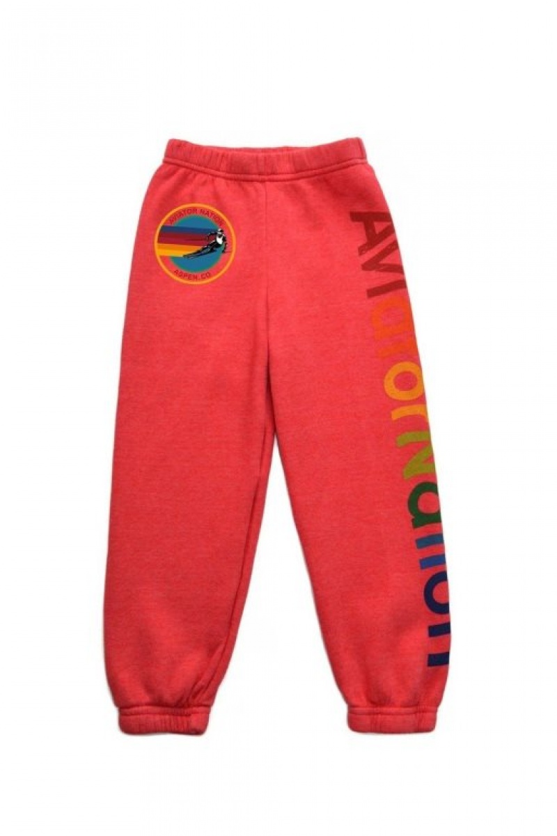 Pantalones Deportivos Aviator Nation Aspen Niños Red | 94NEQJTAO