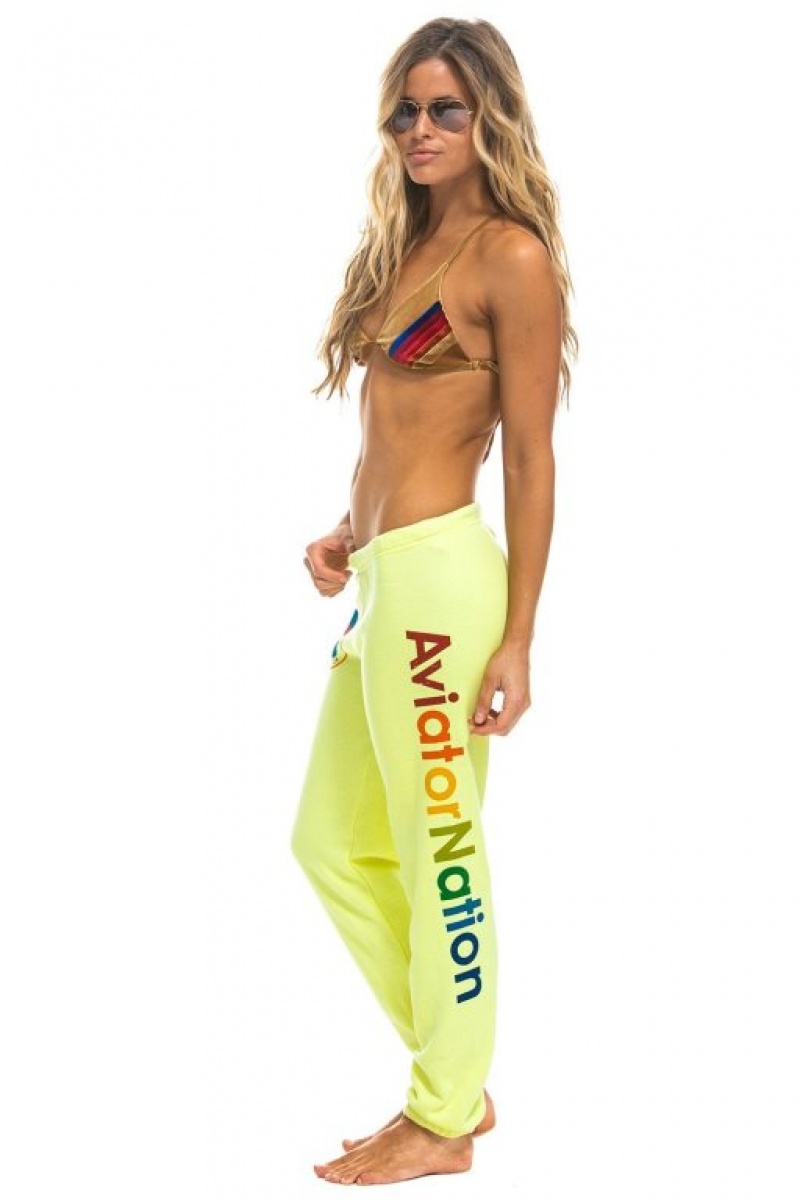 Pantalones Deportivos Aviator Nation Aspen Mujer Yellow | 35XFWQUKG