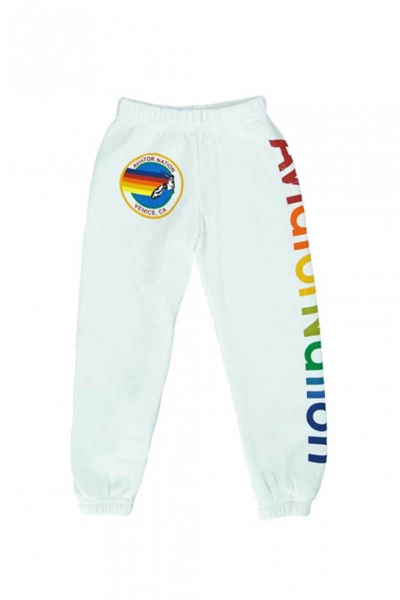 Pantalones Deportivos Aviator Nation Niños White | 94WYACLEP