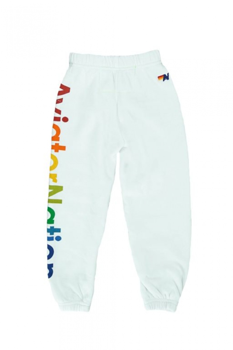 Pantalones Deportivos Aviator Nation Niños White | 94WYACLEP